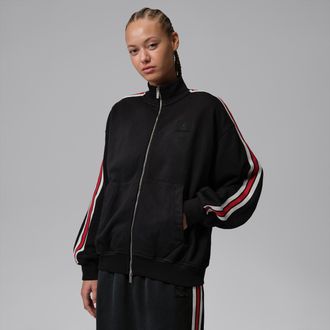 Nike Jordan Womens Jordan Flight Fleece French Terry Full-Zip Jacket in Black | IF1027-010