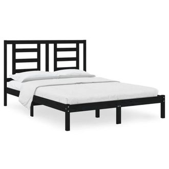 Berkfield Home Bed Frame Black Solid Wood Pine 140x190 cm