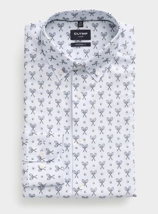 Olymp Mens Tennis ball and racket shirt Modern fit