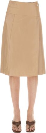 Arma Beige Solid Knee Length Skirt