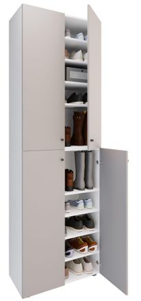 ebuy24 Ebuy24 - Vcm Xl Wood Gran Gabinete De Zapatos Estante De Zapatos Botas Grandes Muebles De Tablero Lona 10 Compartimentos Puertas De Torneado (blanco /