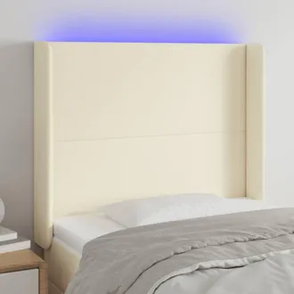 vidaXL Cabecero Con Led Cuero Sint&eacute;tico Color Crema 103x16x118/128 Cm Vidaxl