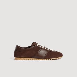 Sandro Low-top leather and suede trainers