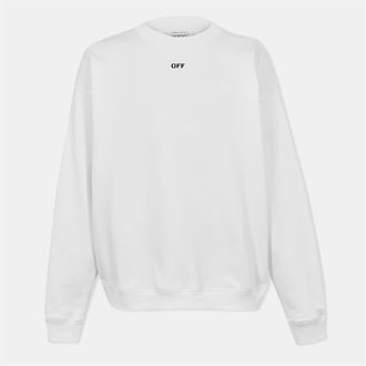 Off-white Mens Off White Crew Neck Drop Shoulder Long Sleeve Sweatshirt in White-Black - Size Large
