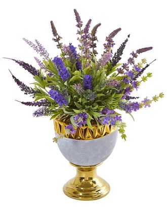 Nearly Natural Lavender Artificial Arrangement in Decorative Urn