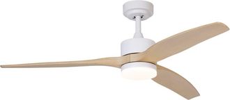 QAZQA Ventilador techo blanco madera 132 cm LED