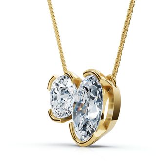 Pompeii3 2Ct Cushion and Oval Toi et Moi Diamond Pendant 14k Gold or Pt Lab Grown