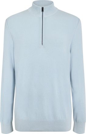 HUGO BOSS Mens Hbb Ebrando Zipped Top Design Jumper in Pastel Blue - Size X-Large