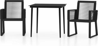 vidaXL 3 Piece Garden Dining Set Black vidaXL