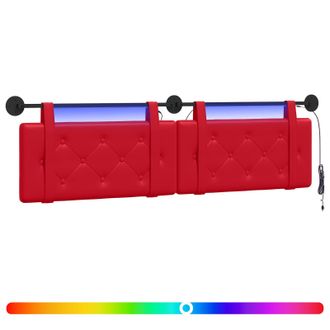 vidaXL Cabecero Colgante Con Luz Led Rojo Cuero Sint&eacute;tico Vidaxl