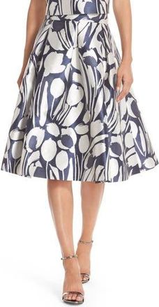 Eliza J Print Jacquard Midi Skirt in Navy/Ivory at Nordstrom Rack, Size 14