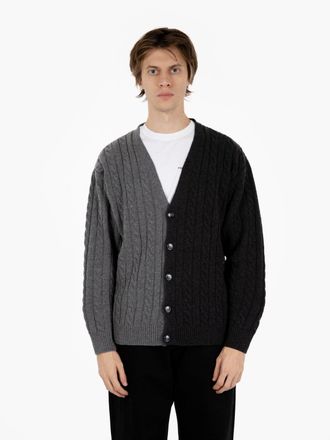 Pop Trading Company Knitted Cable cardigan anthracite / charcoal