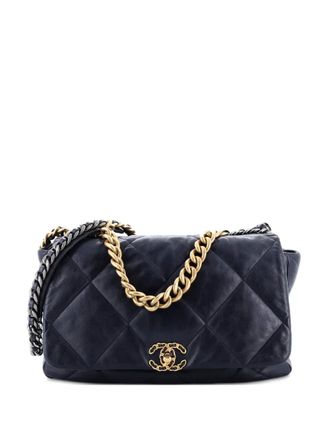 Chanel 19 Flap Bag Quilted Leather Maxi crossbody bag - Blu