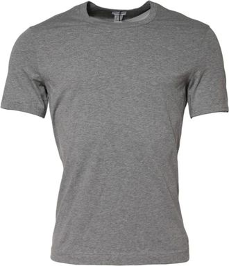 Dolce & Gabbana Tops, Heren, Grijs, M, Katoen, Luxe Katoenen Crew Neck T-shirt
