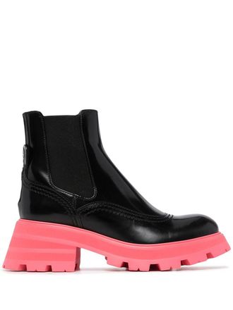 Alexander McQueen Tweekleurige Chelsea laarzen - Zwart