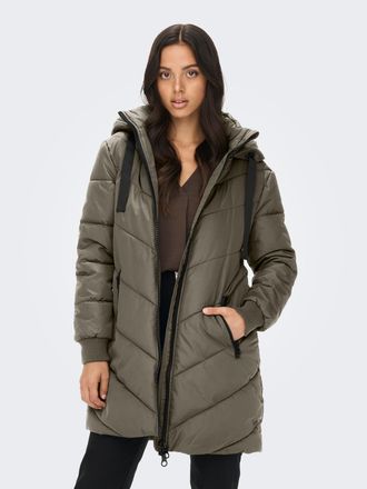 Jacqueline de Yong Steppmantel JDY JDYSKYLAR LIFE HOOD JACKET OTW NOOS, Damen, Gr. XS, vetiver detail:schwarz, Web, Obermaterial: 100% Polyester, unifarben, ca. Mitte Ob
