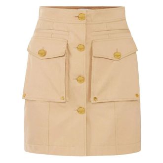 Elisabetta Franchi Short Skirts, female, Brown, Size: XS Cotton Gabardine Miniskirt with Cargo Pockets