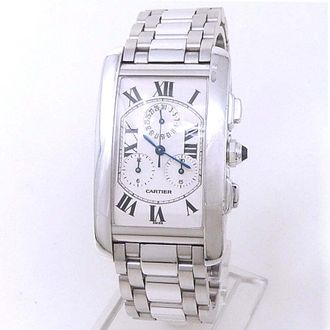 Cartier Pre-owned Cartier Tank Americaine Chronograph Quartz Silver Dial Mens Watch W26033L1
