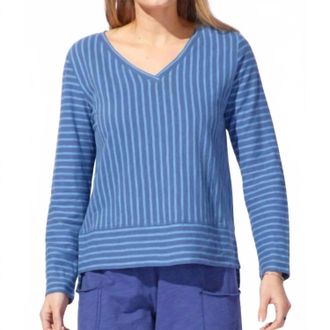 Escape Santa Barbara Stripe Easy V Tee In Denim