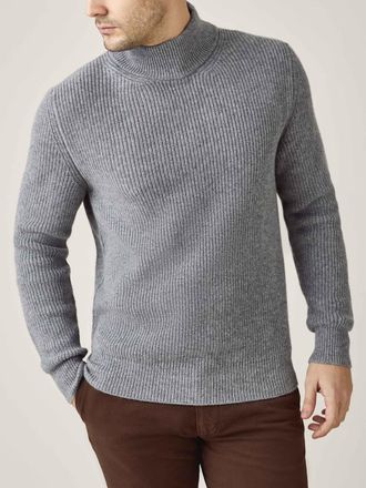 Luca Faloni Dolomiti Grey Cashmere (4-Ply) Mock Neck