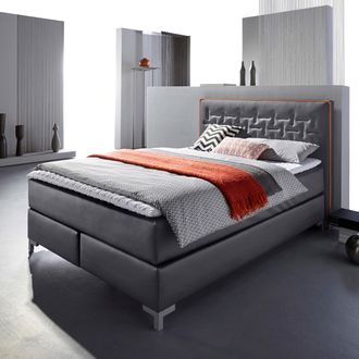 Inosign Boxspringbett »Coos« mit besonderer Steppung im Kopfteil, 3 Matratzenarten, 2 Härtegrade