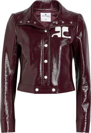 Courr&egrave;ges Reedition Crinkled Vinyl Jacket - Burgundy - 38 (UK10 / S)