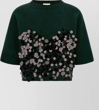 Nude sequin cropped sweatshirt