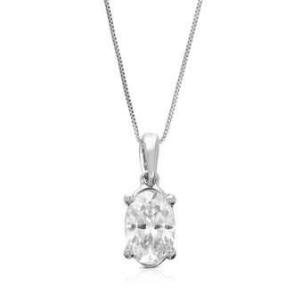 Vir Jewels 1 cttw Oval Lab Grown Diamond Solitaire Pendant Necklace in 14K Gold with Chain For Women