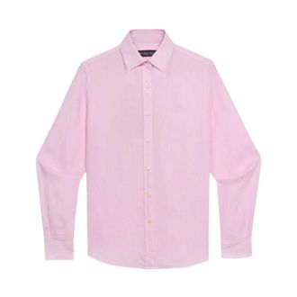 Brooks Brothers Linnen Overhemd met Logo - Dames - Overhemden - Roze - M - Linnen - Overhemden
