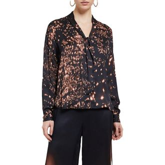 ottod'Ame Viscose Shirt With Scarf Neck in Black at Nordstrom, Size 38 It
