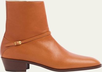 Valentino Garavani Mens Pat Leather Side-Buckle Booties