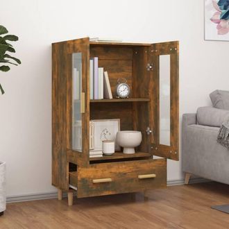 Berkfield Home Highboard Smoked Oak 70x31x115 cm Engineered Wood in Brown | Size: 70 x 31 x 115 cm
