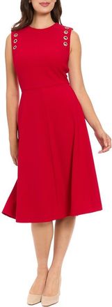 London Times Ottoman Grommet Sleeveless Midi Dress in Plum/Baroque Ruby at Nordstrom Rack, Size 12