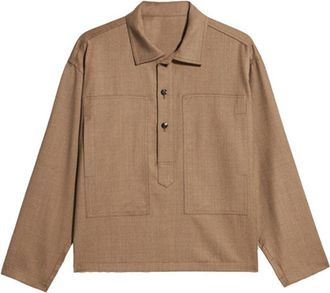 Fortela Fuego Wool Fresco Overshirt in Beige at Nordstrom, Size 40 Eu