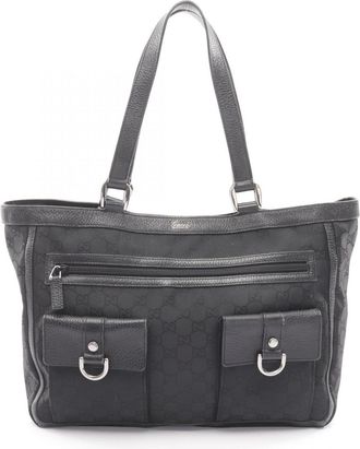 Gucci Black Nylon Leather Handbag Tote Bag (Pre-Owned)