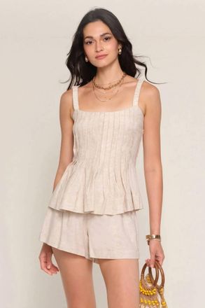 Heartloom Sarai Top And Short Two Piece Set In Oat