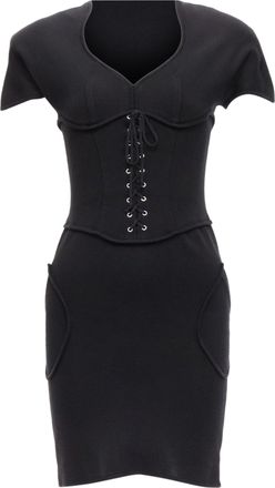 Thierry Mugler jersey corset lace up waist bodycon dress