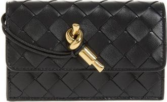 Bottega Veneta Andiamo Slip Intrecciato Leather Zip Card Case in 1019 Black-M Brass at Nordstrom