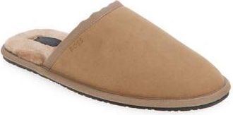 BOSS Faux Fur Lined Scuff Slipper in Medium Beige at Nordstrom Rack, Size 13Us / 12Uk