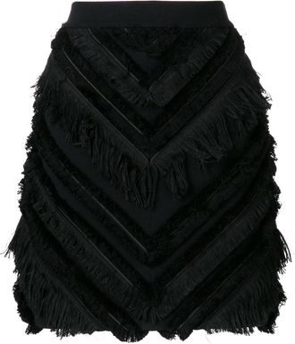 Balmain Minigonna con frange - Nero