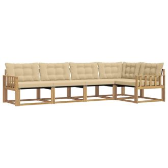 vidaXL Conjunto De Sof&aacute;s De Exterior Con Coj&iacute;n 5 Pcs Y Beige Vidaxl