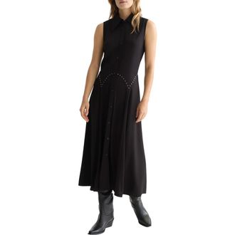 Scotch & Soda Stud Accent Sleeveless Midi Shirtdress in Meteorite at Nordstrom, Size 4 Us