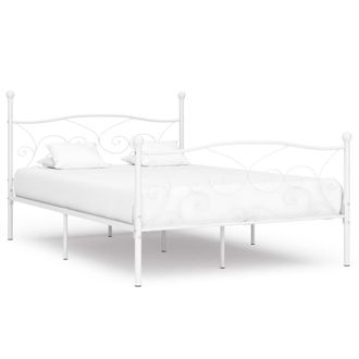 Berkfield Home Bed Frame with Slatted Base White Metal 140x200 cm
