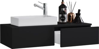 ebuy24 Ebuy24 - Set Vcm De 2 Piezas Lavadero Para Invitados Wc Ba&ntilde;o De Invitados Wc De Lavabo Muebles De Ba&ntilde;o Juego De Ba&ntilde;o - Gudas (negro)