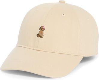 Frasier Sterling Embroidered Island Pup Canvas Adjustable Baseball Cap in Khaki at Nordstrom