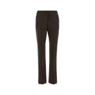 Alexander McQueen Wool Pinstripe Broeken - Dames - Broeken - Bruin - Maat: S Wol