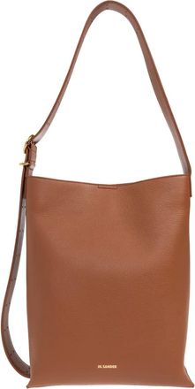 Jil Sander Leren schoudertas - Bruin