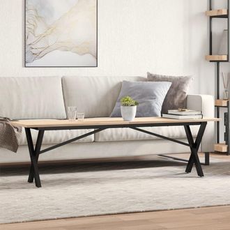 vidaXL Vidaxl - Mesa De Centro Marco X Madera Maciza Pino Y Acero 160x40x45 Cm