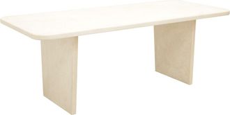 Deco Wood Mesa de comedor de microcemento tono blanco roto de 160x75cm