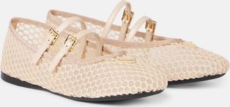 Prada Bailarinas Mary Jane en macram&eacute; de malla